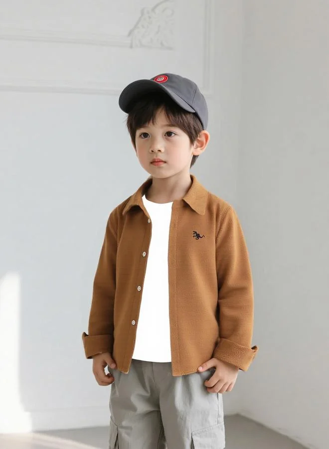 Take Two Take Two Brown Button-Up Long Sleeve Jacket