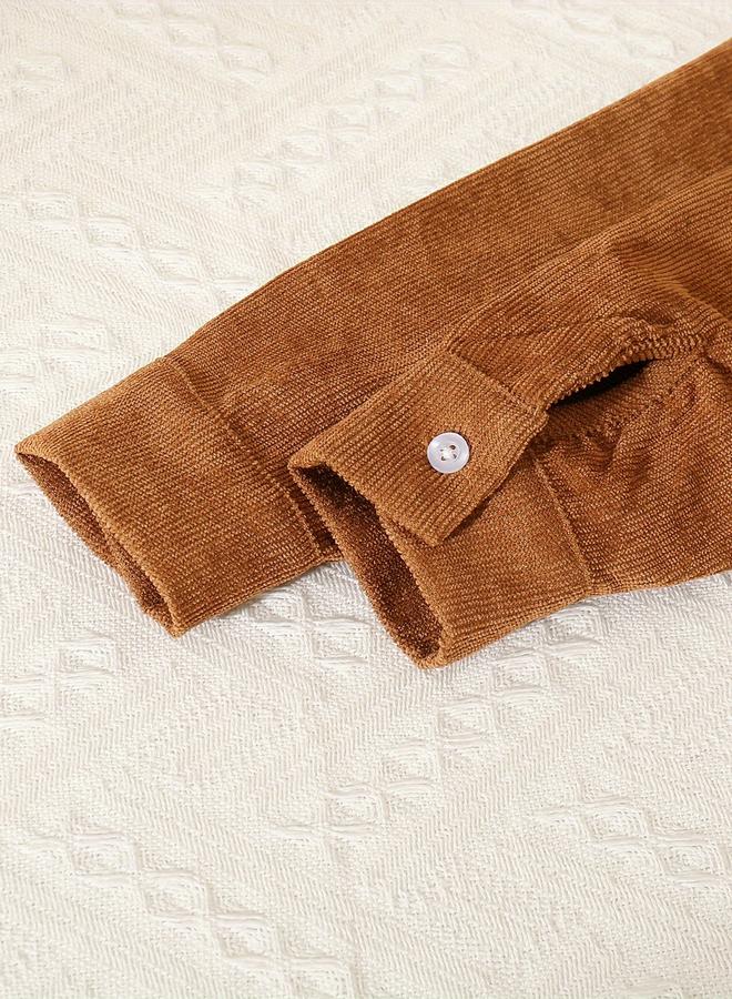 Take Two Brown Button-Up Long Sleeve Jacket - Image 5