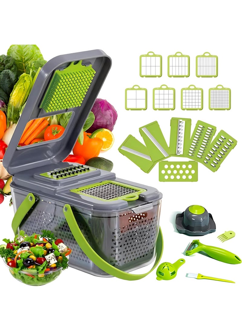 22-in-1 Vegetable Chopper – Multi-Functional Slicer and Grater with Large Container and Strainer - Image 1