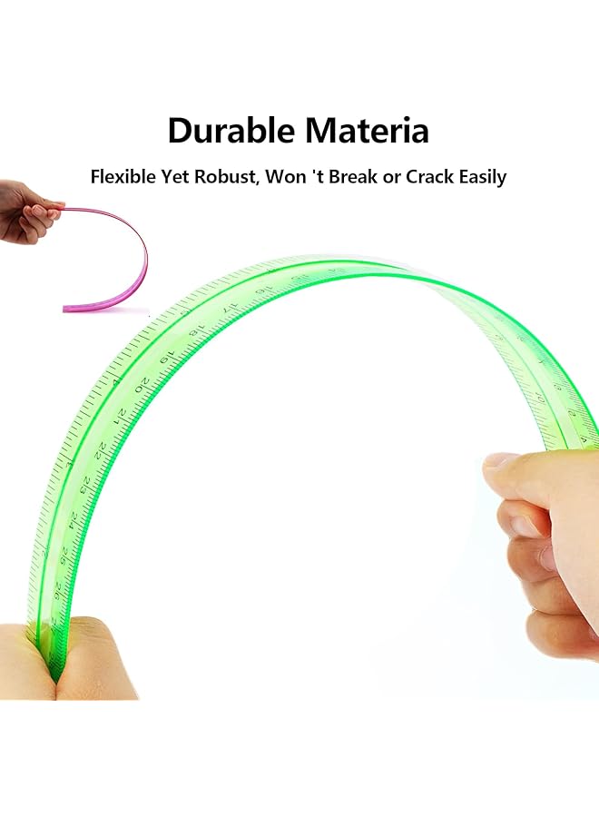 إيروريكس مجموعة من 16 مسطرة بلاستيكية شفافة مقاس 12 بوصة، مسطرة شفافة بكميات كبيرة بألوان متنوعة مع بوصات وسنتيمترات، مسطرة بلاستيكية للأطفال مثالية للعودة إلى المدرسة والفصول الدراسية والمكتب واللوازم المنزلية - Image 2