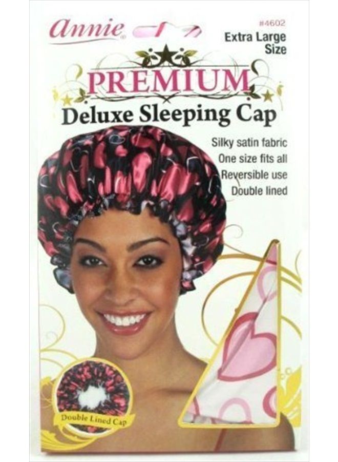 Annie Premium Deluxe Sleeping Cap Heart Pattern (White) Universal Size (Extra Large Size) #4602 - Image 1