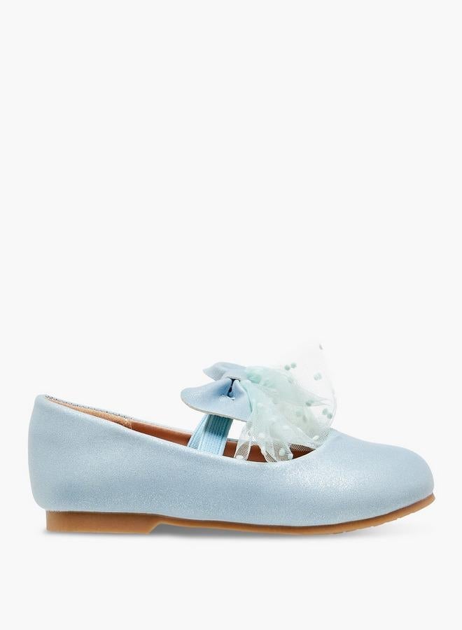 JUNIORS Bow Accent Slip-On Ballerina Shoes With Elastic Strap - Image 1