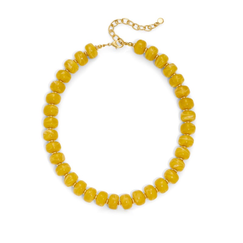 HolidayQbee Beaded necklace for Women Boho Bead Gemstone Chunky Necklace Big Yellow Bead Necklace Fashion Trendy Summer Colorful Beaded Necklaces Jewelry Gifts - Image 1