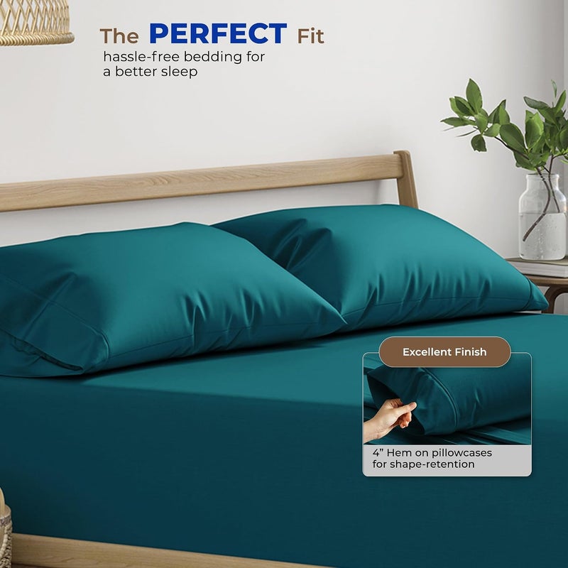 THREAD SPREAD 100% Egyptian Cotton 1000 Thread Count Pillow Case (2 PC Queen Pillowcase, Teal) - Image 4