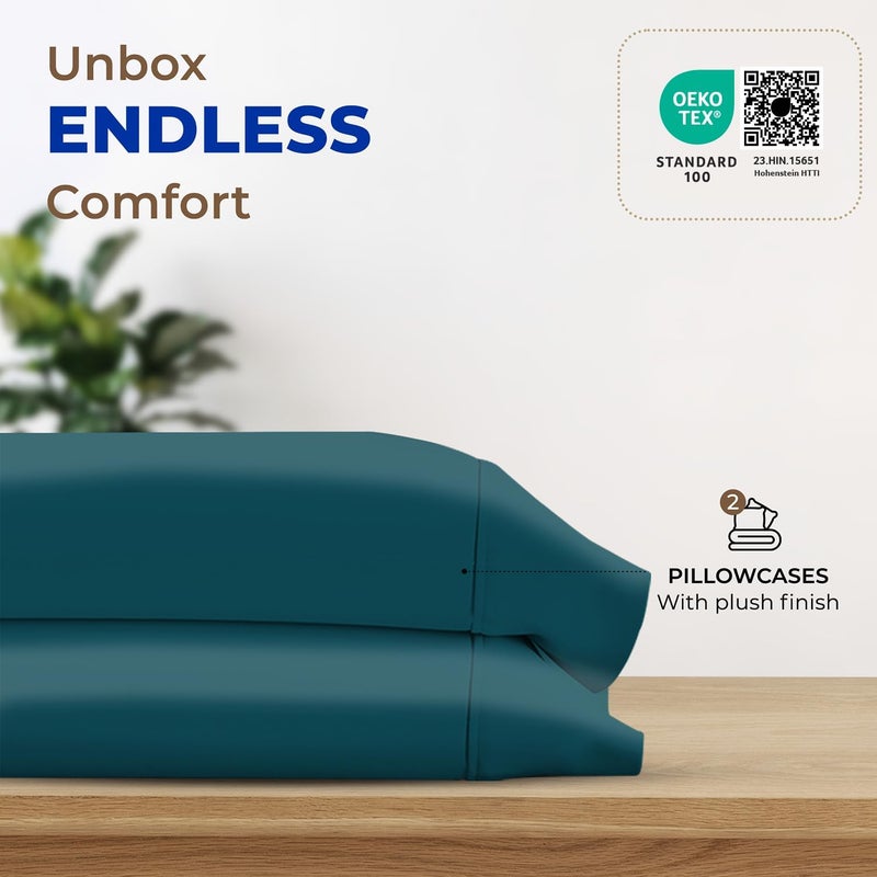 THREAD SPREAD 100% Egyptian Cotton 1000 Thread Count Pillow Case (2 PC Queen Pillowcase, Teal) - Image 3