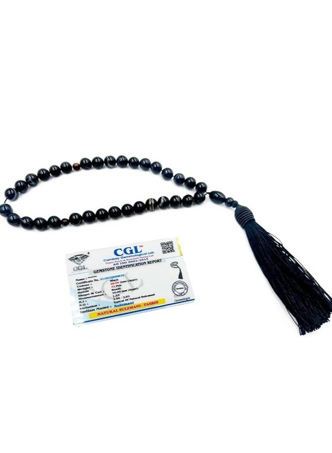 REBUY Natural EMENI Black AGATE Sulemani Aqeeq Islamic Prayer Rosary Beads Tasbih Tasbeeh 10 MM 33 Beads - Image 3