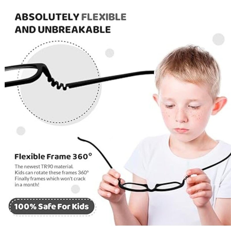 RedEx نظارات ريدكس الأنيقة بإطار كامل بشكل مستطيل مرنة وغير قابلة للكسر للأطفال - Image 4