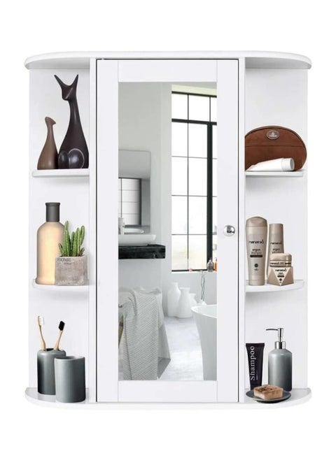 Mounted Mirror Cabinet with Display Shelves, Simple Design with Storage Capabilities