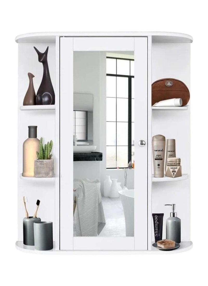 Mounted Mirror Cabinet with Display Shelves, Simple Design with Storage Capabilities
