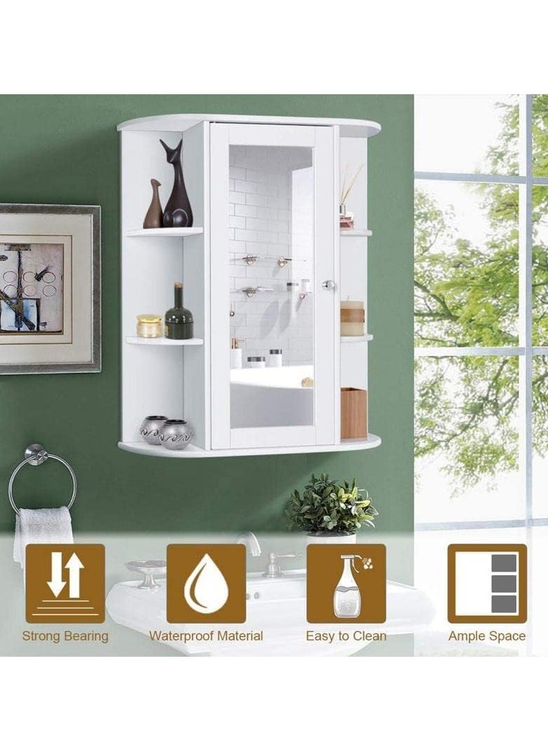 Mounted Mirror Cabinet with Display Shelves, Simple Design with Storage Capabilities