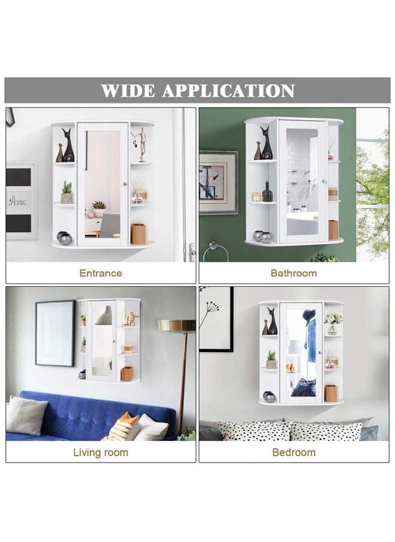 Mounted Mirror Cabinet with Display Shelves, Simple Design with Storage Capabilities