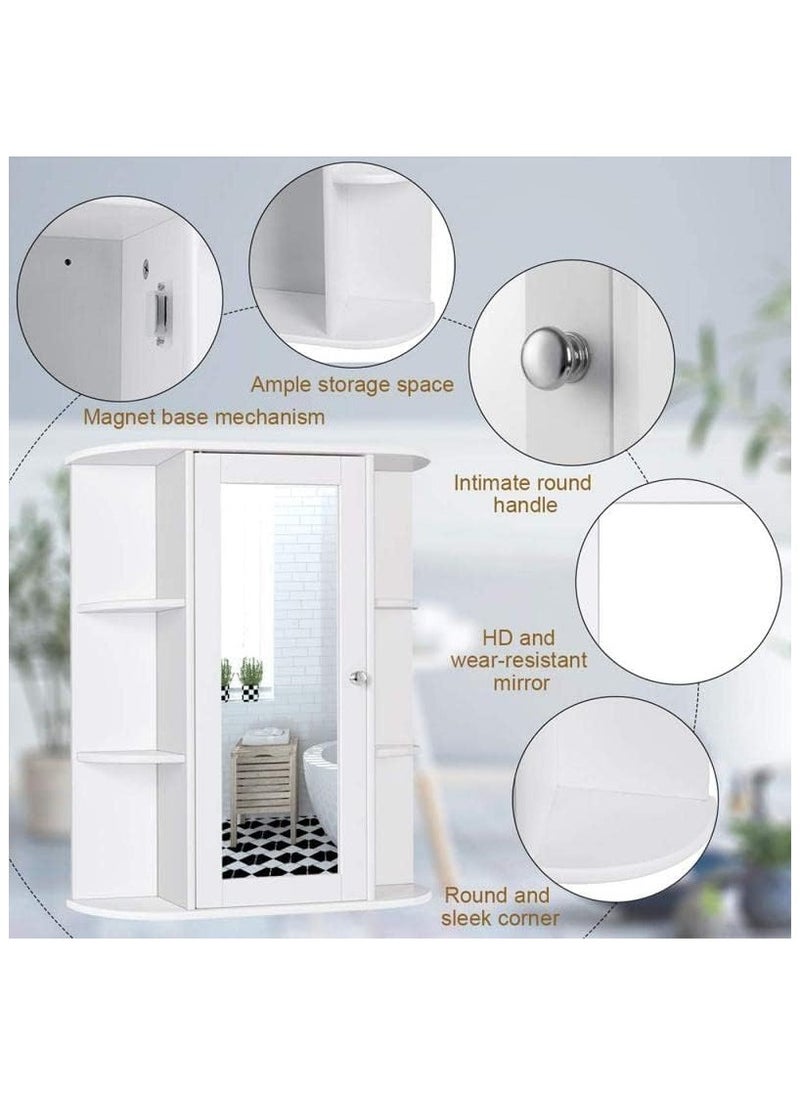 Mounted Mirror Cabinet with Display Shelves, Simple Design with Storage Capabilities