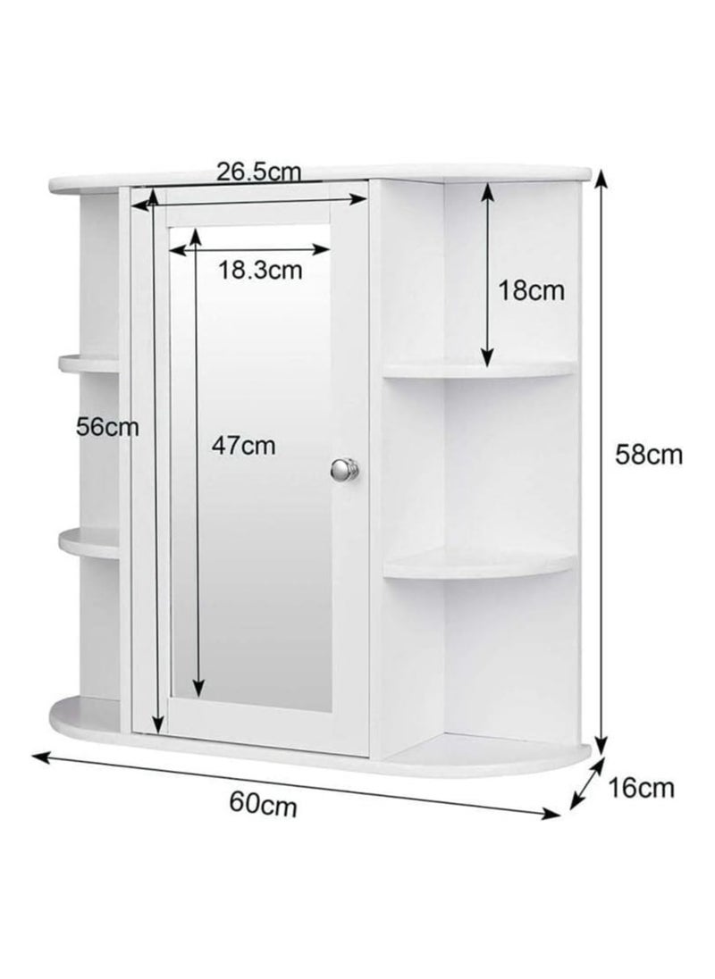 Mounted Mirror Cabinet with Display Shelves, Simple Design with Storage Capabilities