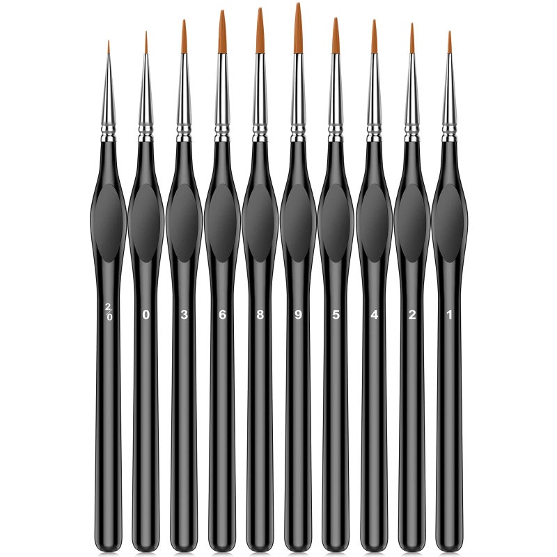 10Pcs Micro Paint Brushes Set with Triangular Handles  For Acrylic Watercolor Crafts Models