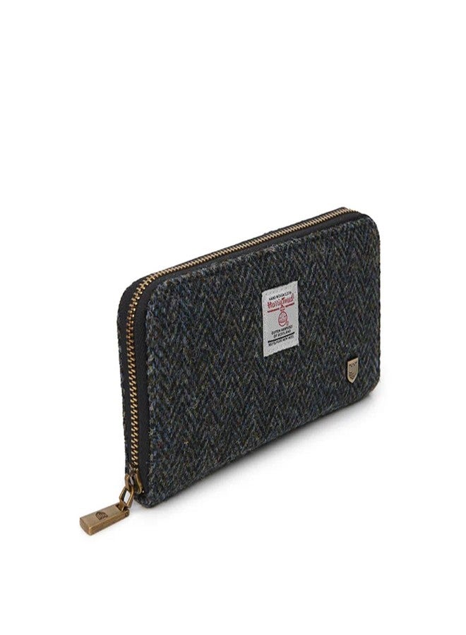 Islander HarrisTweed & PU Leather women’s long zip purse, Black Herringbone, Carry Cash & card, Scottish Style - Image 3