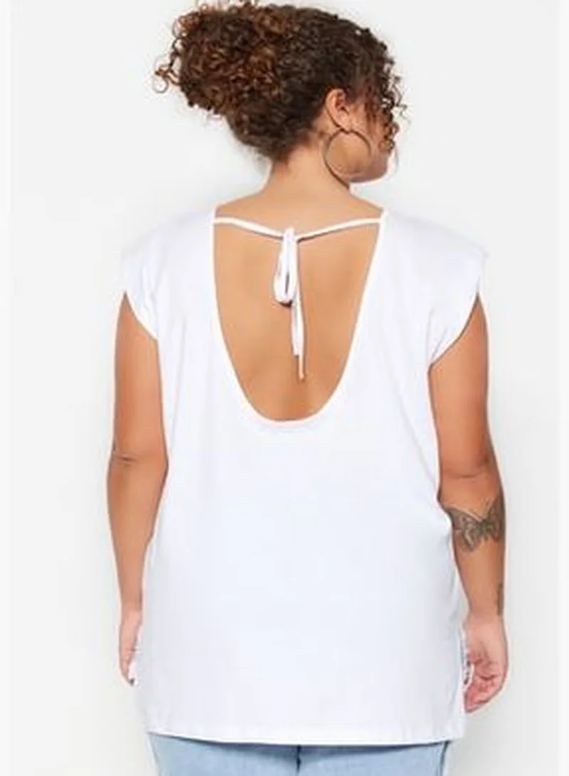trendyol White More Sustainable Knitted Knitted Decollete, Padded T-Shirt TBBSS23BF00045