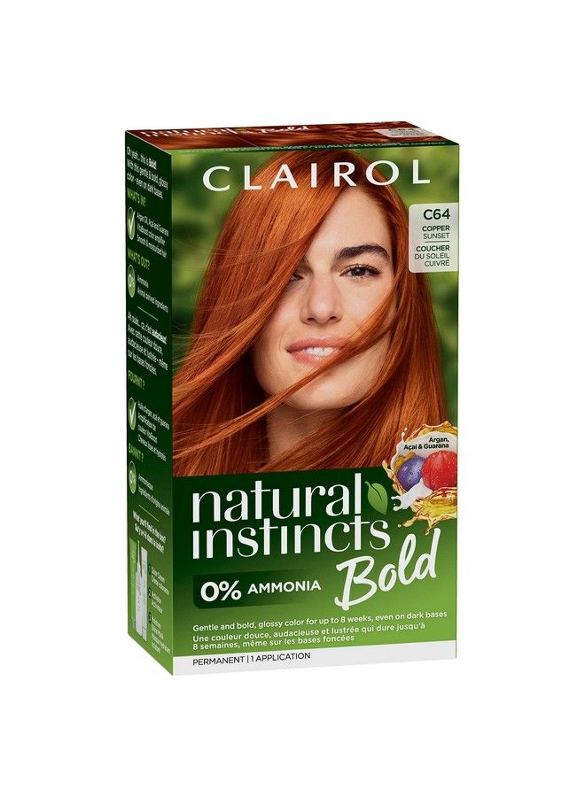Clairol Natural Instincts Bold Permanent Hair Dye, C64 Copper Sunset Hair Color, Pack of 1 - Image 1