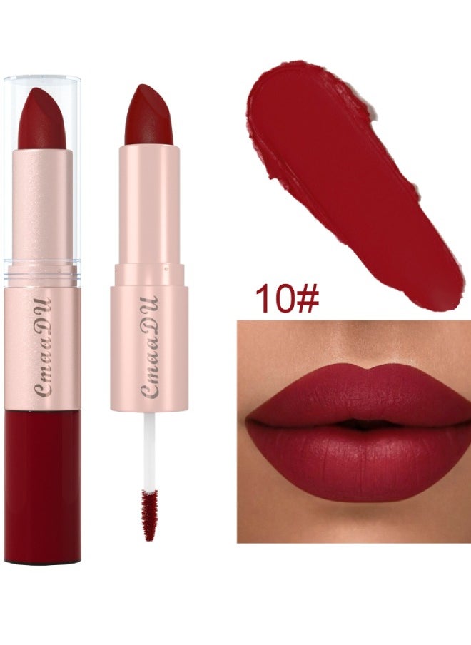 CmaaDu - 2-in-1 lip balm Lipstick and lip lacquer Creamy matte finish Vivid long-lasting color Vegan formula Soft matte lipstick Color: Dark red - Image 1