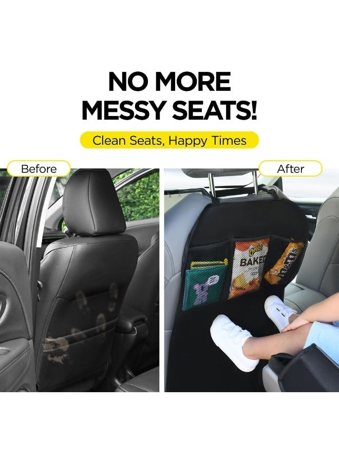 lebogner Back Seat Cover For Kids + 3 Pocket Storage Organizer, 2 Pack X-Large Waterproof Kick Mats Backseat Protector, Car Seat Back Protectors For Vehicles To Protect From Dirt, Mud & Scratches - Image 5