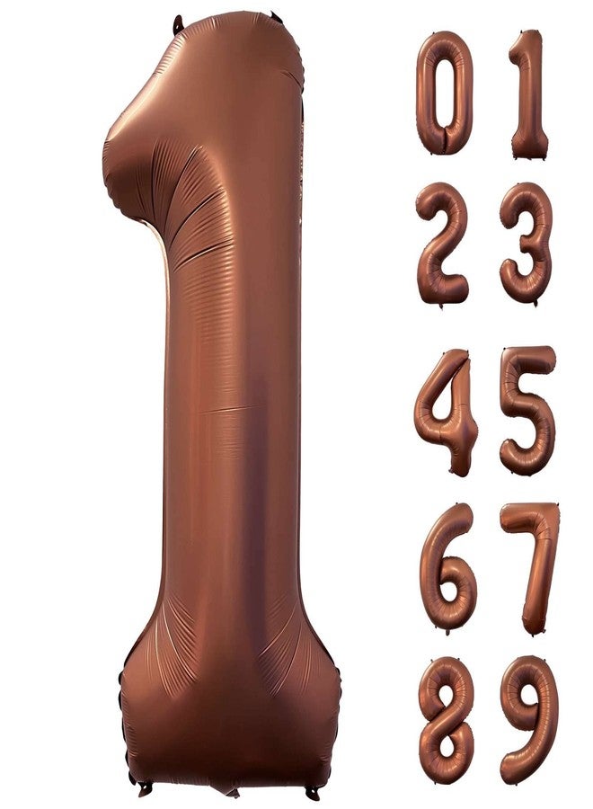 Lovoir 40 Inch Coffee Brown Number 1 Balloon Large Size Jumbo Digit Mylar Foil Retro Brown Helium Balloons for Birthday Party Celebration Decorations Graduation Anniversary Baby Shower Photo Shoot - Image 1
