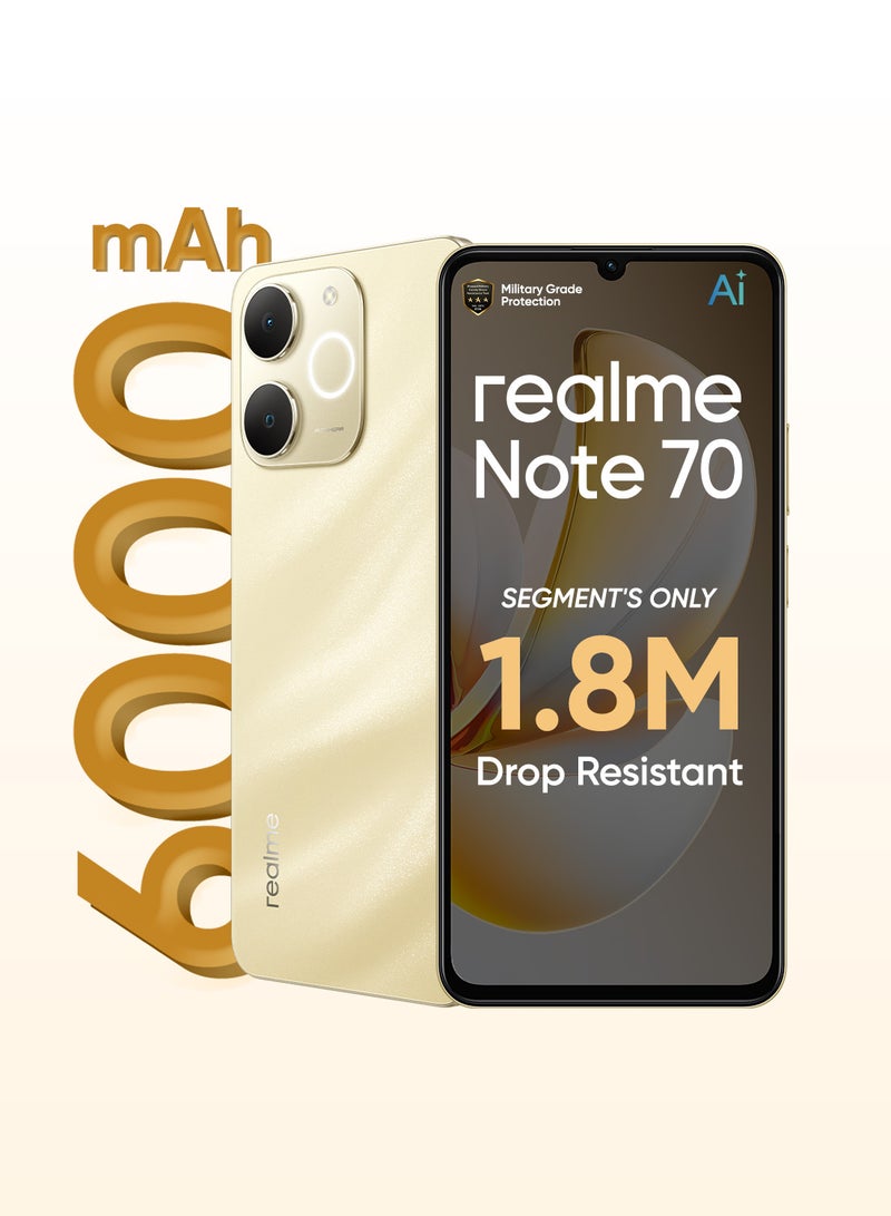 ريل مي نوت 70 ثنائي الشريحة ذهبى 4 جيجابايت رام 128 جيجابايت 4G - نسخة الشرق الأوسط - Image 1