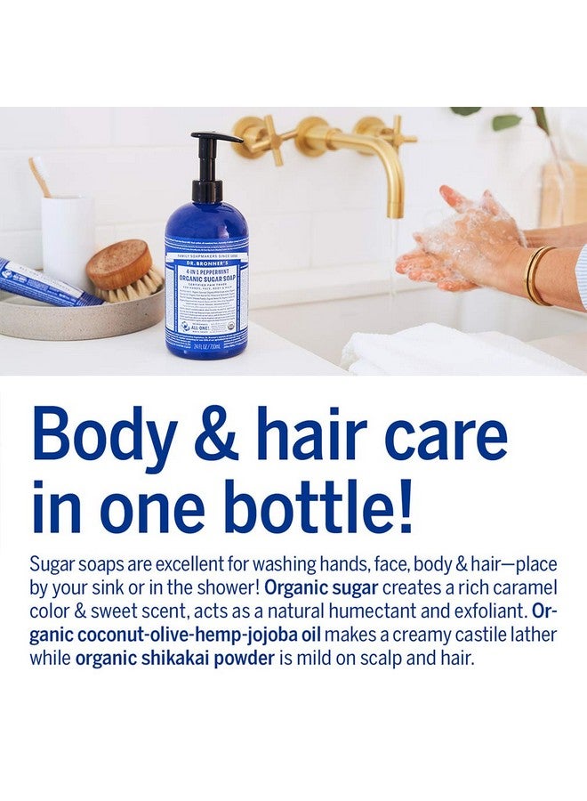Dr. Bronner's - Organic Sugar Soap (Peppermint, 64 Ounce) - Made with Organic Oils, Sugar and Shikakai Powder, 4-in-1 Uses: Hands, Body, Face and Hair, Cleanses, Moisturizes and Nourishes, Vegan - Image 3
