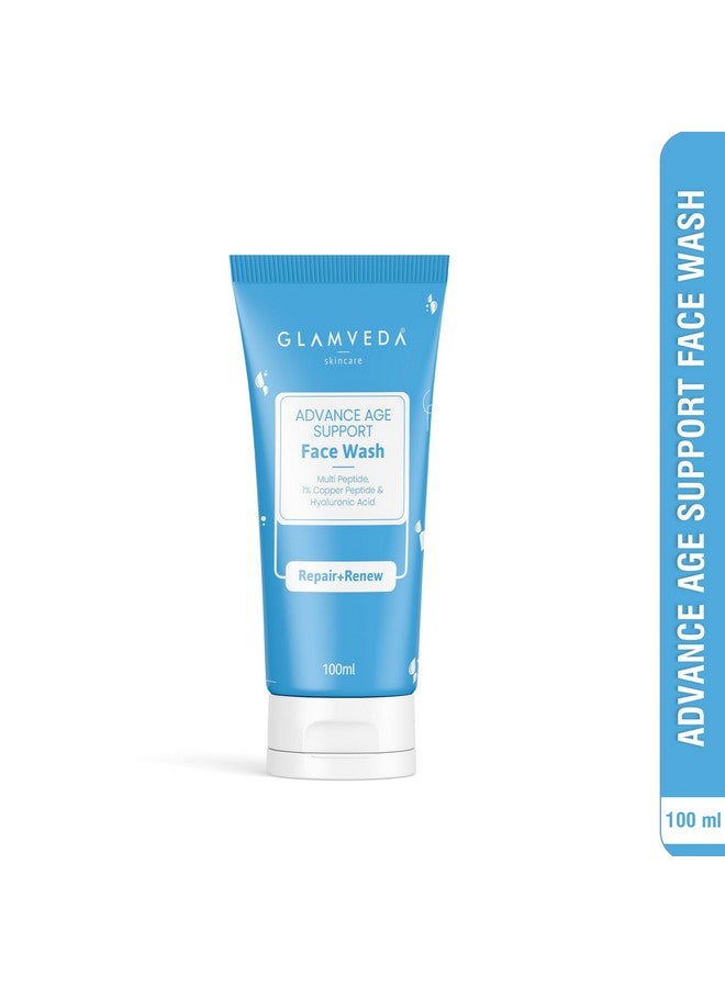 Glamveda Copper Peptide & Hyaluronic Acid Advance Age Support Face Wash Anti Ageing & Firming All Skin Types Multi Peptide Complex & Centella Assiatica 100Ml - Image 2