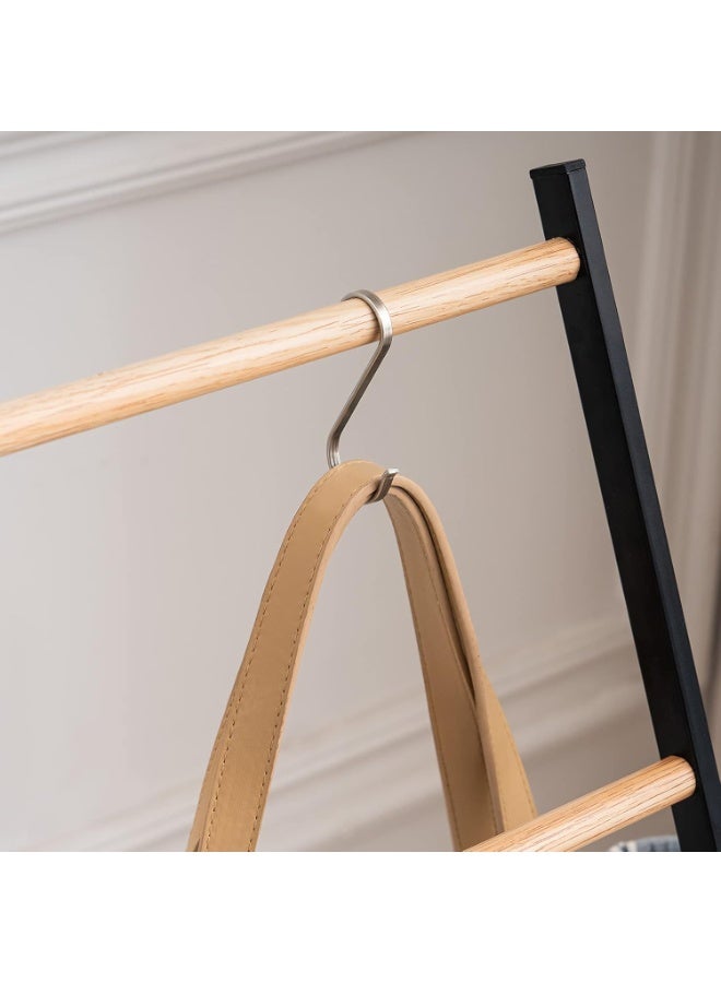 XiuWoo 3-Tier Large Capacity Freestanding Metal Towel Rack, Anti-rust Coating Metal Ladder Towel Holder, Wood Drying Stand, Bathroom Bath Organizer Rack for Space Saving - Image 5