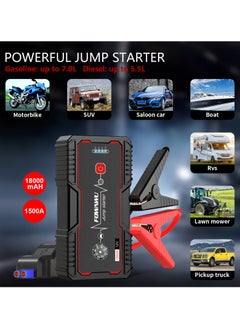 FOWAWU FOWAWU 18000mAh 1500A Car Jump Starter, Jump Starter Battery Pack (7.0 L Gas, 5.5L Diesel), Battery Jumper Starter Portable with USB/DC 12V/LED Light, Car Battery Charger, Car Power Bank, Portable Battery For Cars, Portable Car Battery, Battery Booster Jump Starter, Power Bank Car Starter, Jump Starter Capacitor  - Image 5