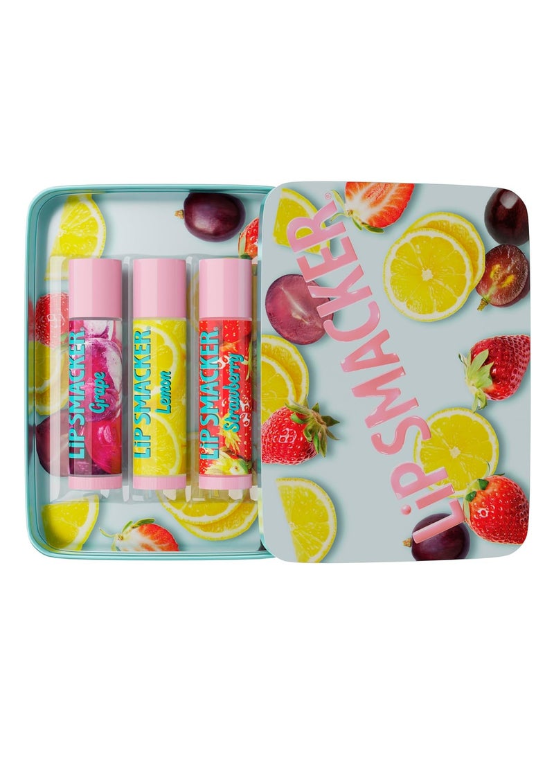 Lip Smacker Lip Smacker Nostalgia Lip Balm Trio Tin Original  Best Flavors Grape Lemon and Strawberry Moisturizing  Hydrating Lip Care Clear Glossy Finish Fun  Collectible Gift Set for All Ages 