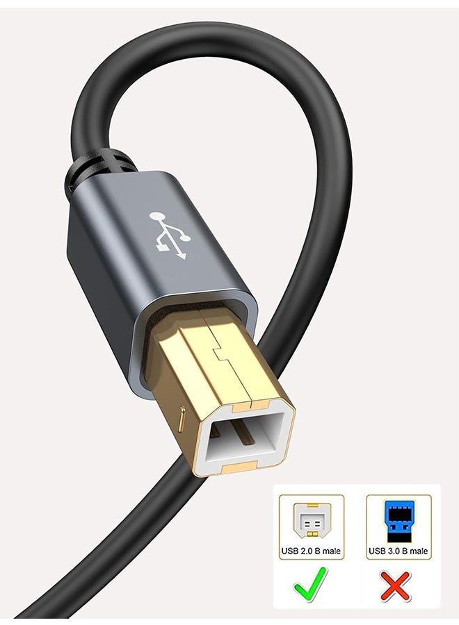 كابل الطابعة USB 2.0 A ذكر إلى B ذكر سلك ، كابل USB للطابعة إلى حاسوب كابل الطابعة لـ HP ، كانون ، الأخ ، سامسونج ، ديل ، إبسون ، ليكسمارك ، زيروكس ، البيانو و داك ، حالة الألومنيوم ، 2m - Image 3