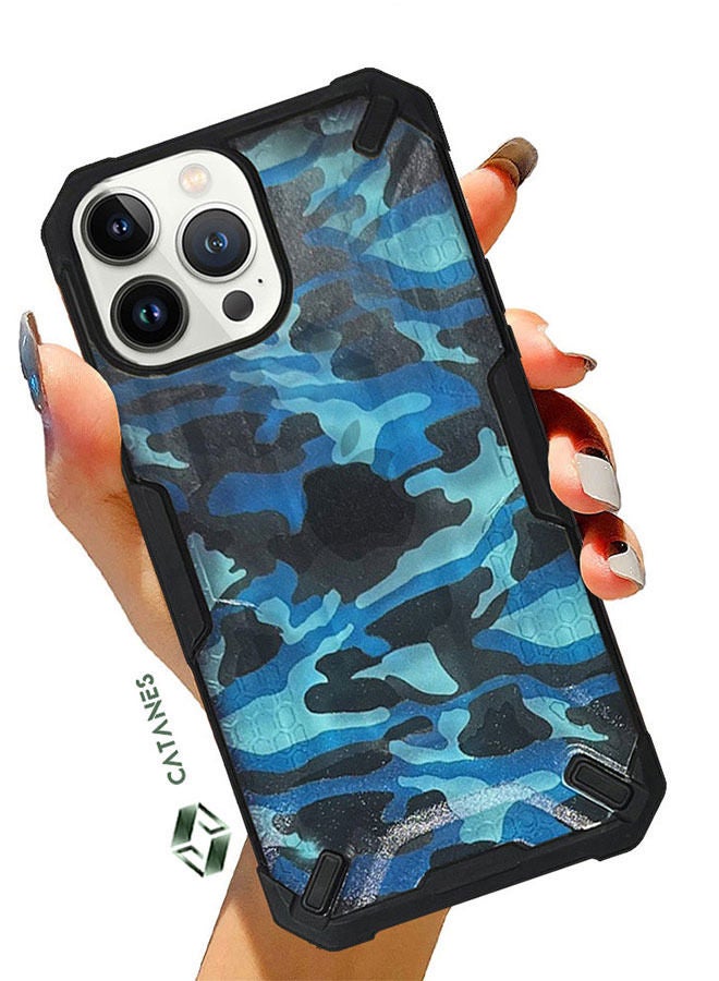 CATANES Apple iPhone 13 pro max Shockproof Camouflage Grade Drop Tested Phone Case - Blue - Image 4