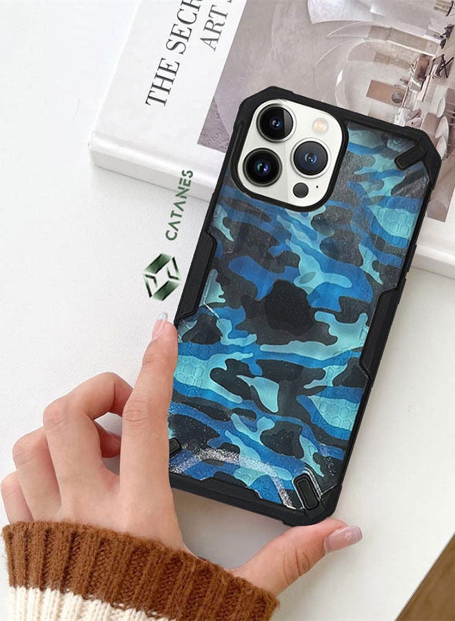 CATANES Apple iPhone 13 pro max Shockproof Camouflage Grade Drop Tested Phone Case - Blue - Image 2