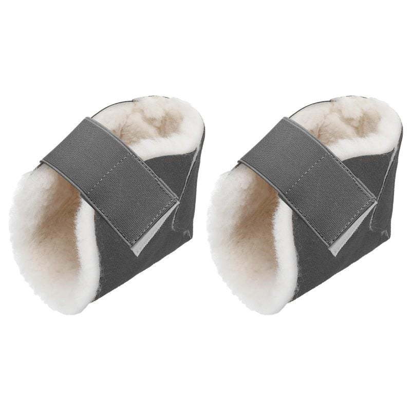 Grey Soft Sheepskin Heel Protectors Adjustable Strap Pressure Sore Relief - Breathable Design Cushions Heel Pressure for Bed Sore Prevention Ankle Ulcer Care - Image 1