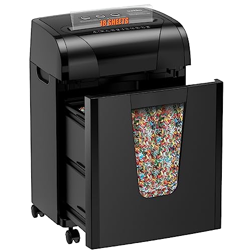 Suntiko Paper Shredder, 18-Sheet Cross Cut Level P-4, Shred Paper/Credit Card/CD, with Large Pull Out Bin，Insert Auto Jam Proof System Shredder for Home&Office - Image 1