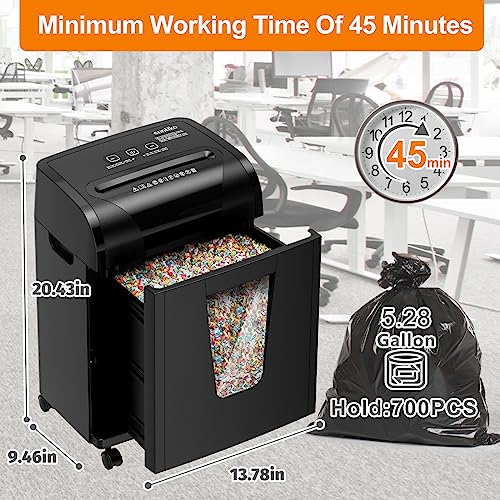 Suntiko Paper Shredder, 18-Sheet Cross Cut Level P-4, Shred Paper/Credit Card/CD, with Large Pull Out Bin，Insert Auto Jam Proof System Shredder for Home&Office - Image 5