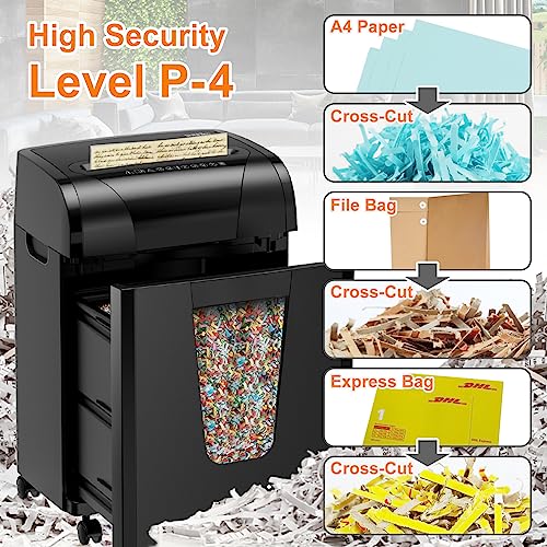 Suntiko Paper Shredder, 18-Sheet Cross Cut Level P-4, Shred Paper/Credit Card/CD, with Large Pull Out Bin，Insert Auto Jam Proof System Shredder for Home&Office - Image 3