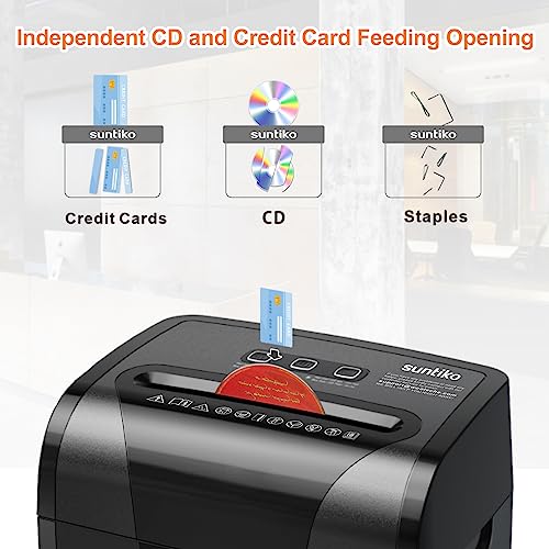 Suntiko Paper Shredder, 18-Sheet Cross Cut Level P-4, Shred Paper/Credit Card/CD, with Large Pull Out Bin，Insert Auto Jam Proof System Shredder for Home&Office - Image 4