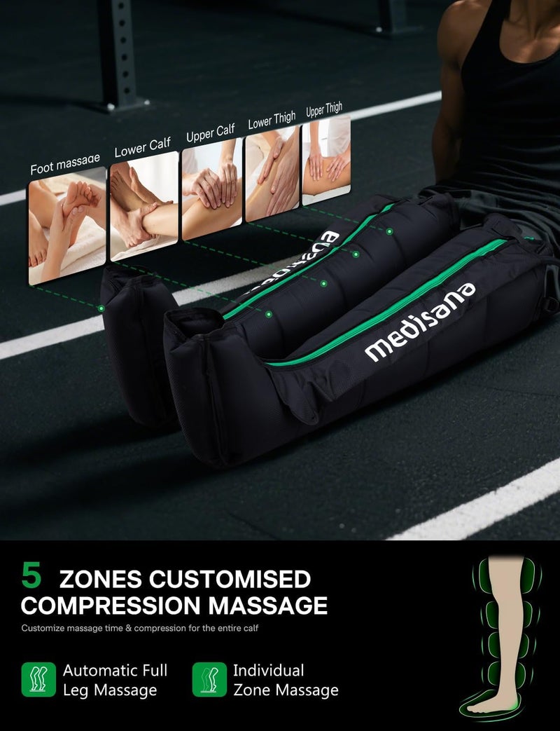Medisana Leg Compression Massager for Circulation, Compression Boots with 6 Modes & 7 Intensities, Rechargeable Full Leg Massager for Athletes, Muscle Recovery & Pain Relief - Image 2