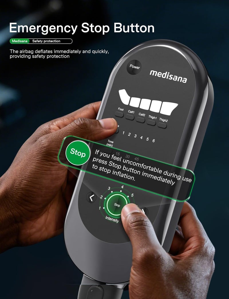 Medisana Leg Compression Massager for Circulation, Compression Boots with 6 Modes & 7 Intensities, Rechargeable Full Leg Massager for Athletes, Muscle Recovery & Pain Relief - Image 5