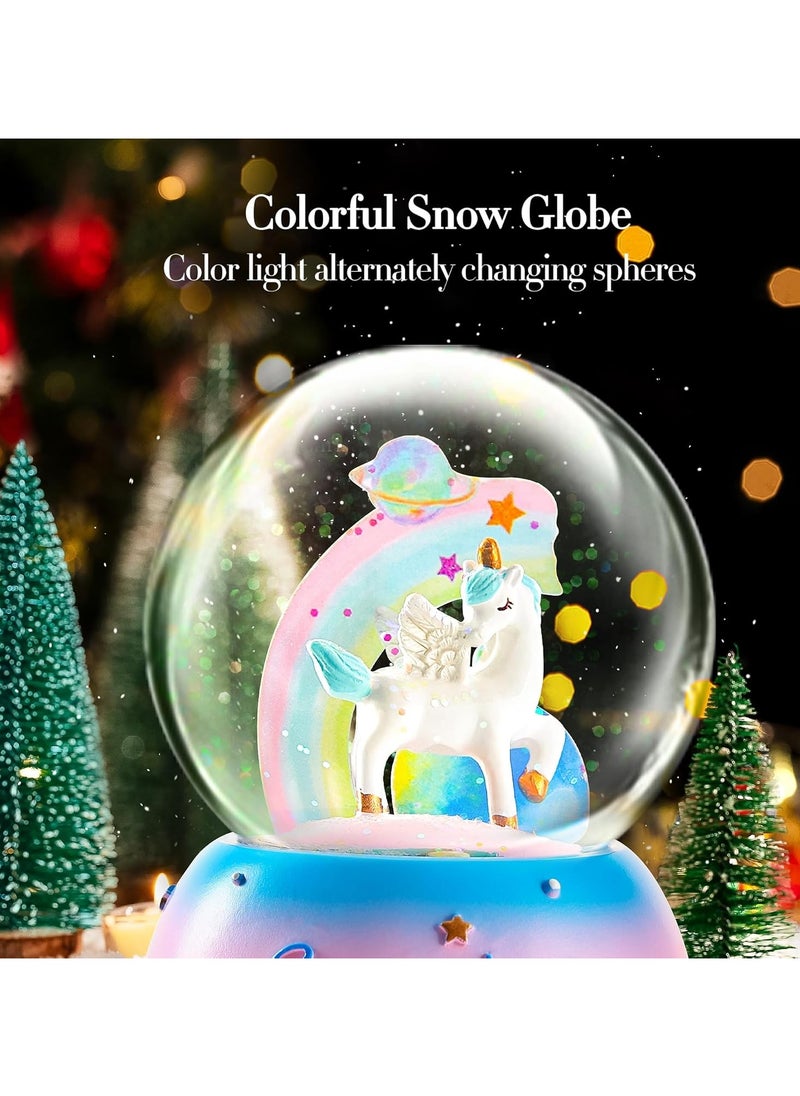 LINGWEI Unicorn Snow Globe with Music, 7-Color LED Lights & Automatic Snowfall  - Image 4