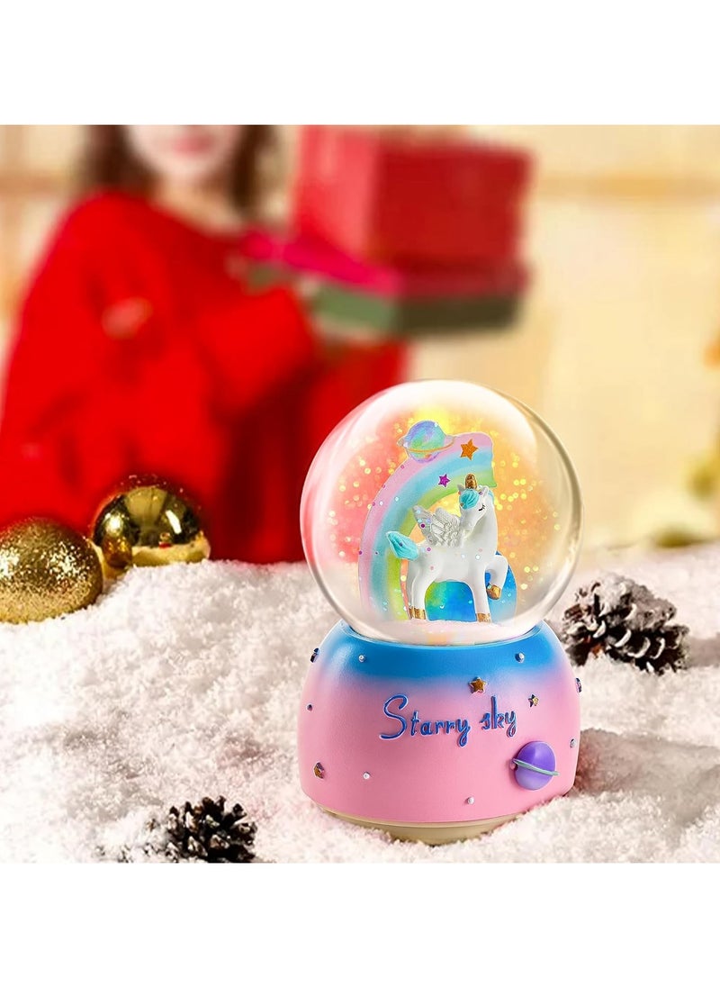 LINGWEI Unicorn Snow Globe with Music, 7-Color LED Lights & Automatic Snowfall  - Image 5