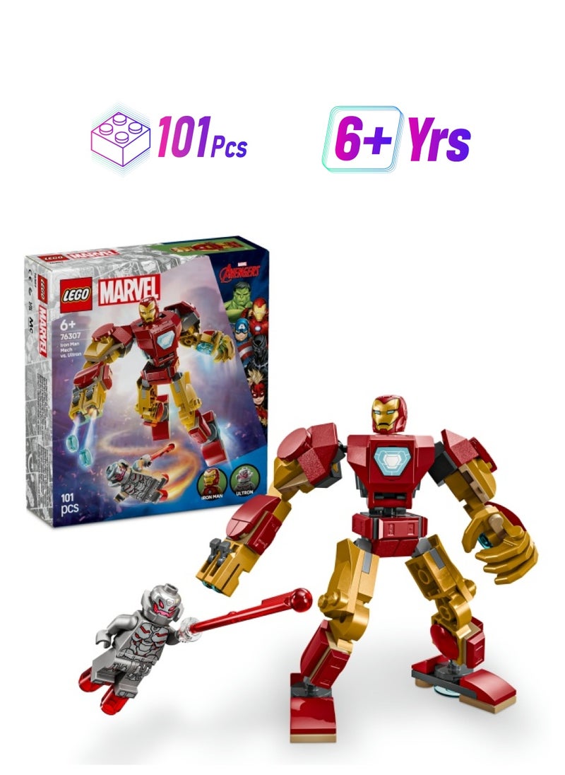 LEGO Marvel Iron Man Mech vs. Ultron Buildable Super Hero Figure Playset 76307 (101) Pieces  - Image 1