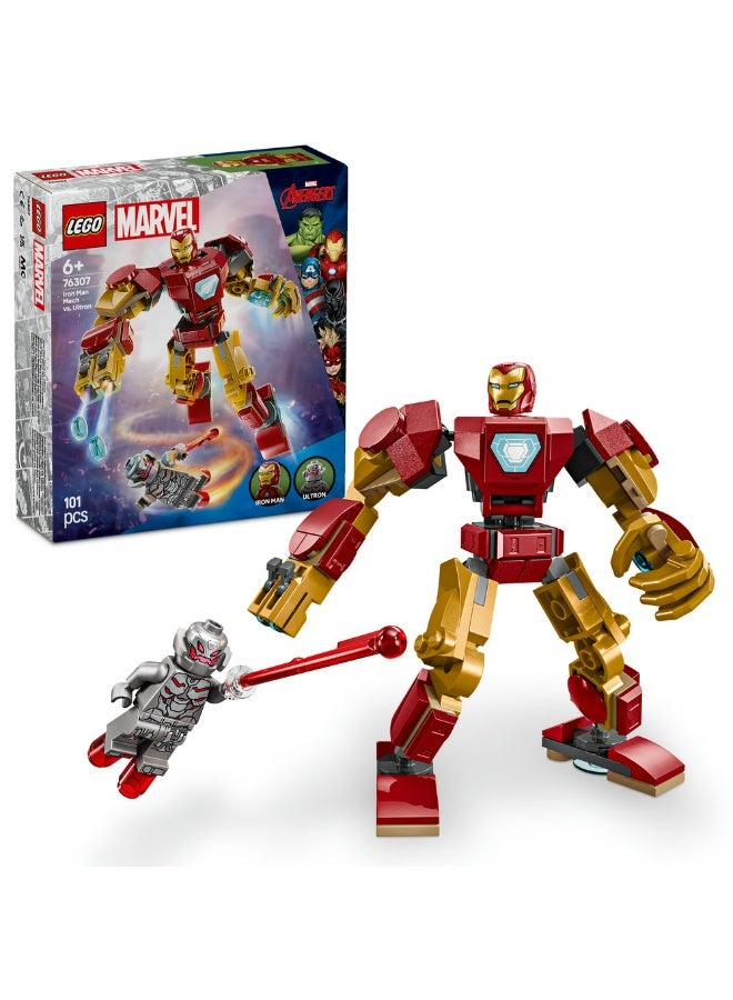 LEGO Marvel Iron Man Mech vs. Ultron Buildable Super Hero Figure Playset 76307 (101) Pieces - Image 1