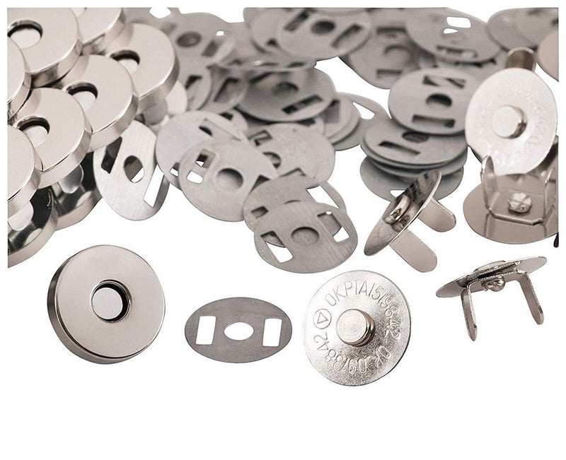 DIY Crafts CT-DIY-HI-22290 Pack Magnetic Clasps, Snaps, Fasteners, Button Replacement Kit, Perfect for Purse, Bag, Clothes, Leather, Silver, Diameter - Image 2