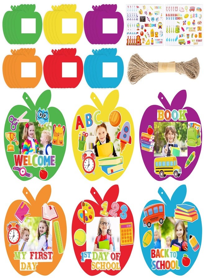 Whaline 40Pcs Back to School Picture Frame Craft Kits 30Pcs Apples Shaped Photo Frames 10 Sheets First Day of School Stickers Decals for Home School Classroom Games Activities Party Decoration - Image 1