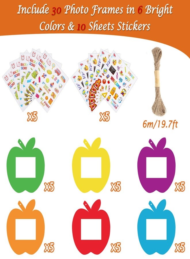 Whaline 40Pcs Back to School Picture Frame Craft Kits 30Pcs Apples Shaped Photo Frames 10 Sheets First Day of School Stickers Decals for Home School Classroom Games Activities Party Decoration - Image 3