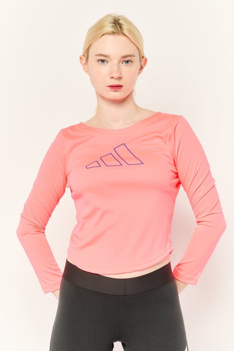 Adidas Women Sportswear Fit Long Sleeve Outdoor Top, Coral - Image 1