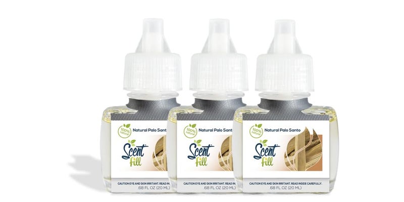 Scent Fill 100% Natural Palo Santo Plug in Air Freshener, Scented Oil Refills, 3 Refills - Image 1