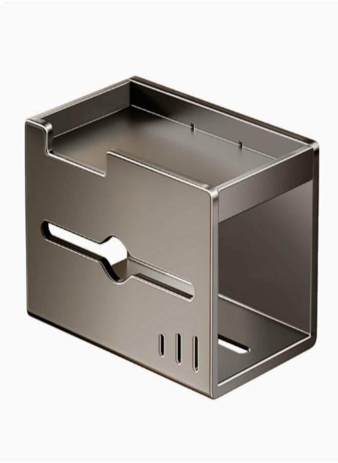 Generic - Bathroom household tissue box holder shelf toilet paper roll storage box no hole wall-mounted toilet paper hanger - Image 1